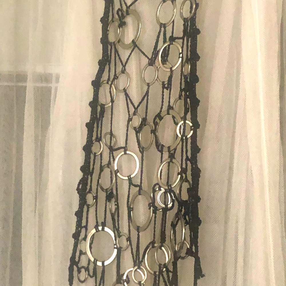 ⭐️ Top One of a kind! Ultimate shirt accessory black rope silver rings S